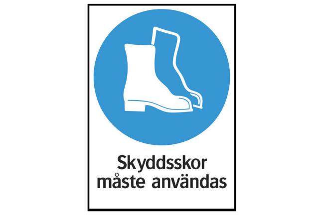 Påbudsskylt Skyddsskor måste användas